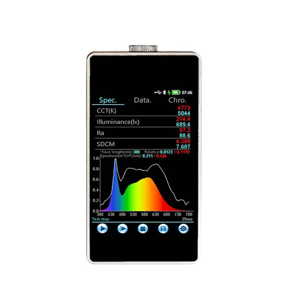 VTSYIQI Spectrometer Handheld Light Spectrum Meter Spectrum Analyzer with High Precision CCD Sensor Wavelength Range 380nm～780nm Wavelength Accuracy ±0.5nm Illuminance Measurement Range 0.1lx～500klx for LED Light Color Control Interpretation