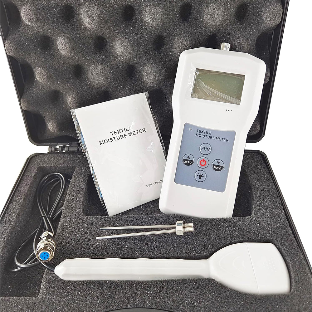 VTSYIQI Textile Moisture Meter Tester Digital Textile Moisture Content Meter with Measuring Range 4% to 90% Accuracy ± 0.5% n Resolusion 0.1 Needle Type Probe