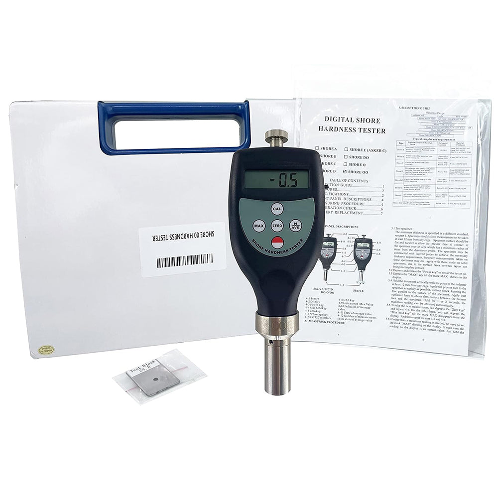 VTSYIQI Digital Shore Hardness Tester OO Durometer Meter Testing Gauge Spherical Radius for Silicone Rubber