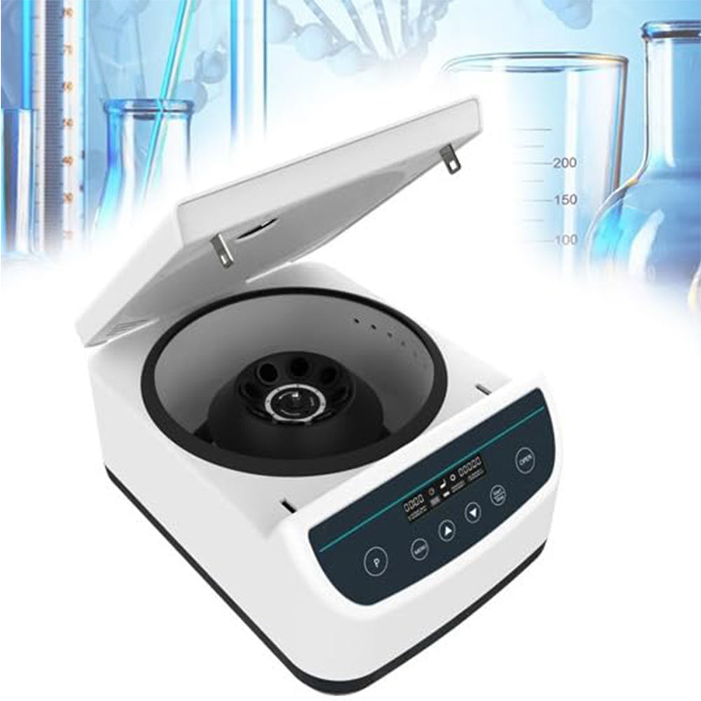 VTSYIQI Desktop Centrifuge Low Speed Centrifuge with Rotor Max Capacity 15ml*8 Centrifuge Tube 2/5/10ml*8 Blood Tube Speed 500-4000rpm Max RCF 1967xg Increment 100rpm Power 60W  Program Memory Function and Safety Lid-Lock