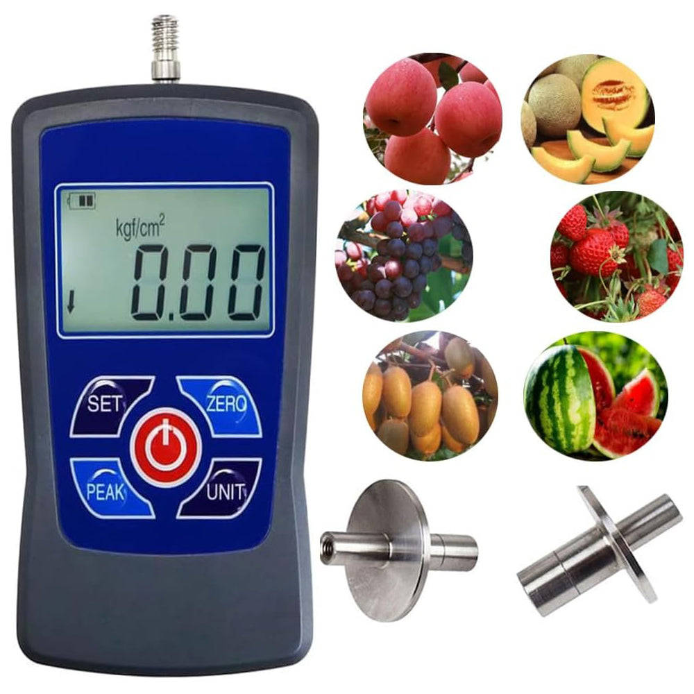 VTSYIQI Fruit Penetrometer Fruit Hardness Tester Fruit Firmness Meter with 2 Pressure Heads Φ11.1mm Φ7.9mm Range 0.2-15 Kgf/cm2 (×105 Pa) 0.4～30Kgf/cm2 (×105 Pa) for Soft and Hard Fruits