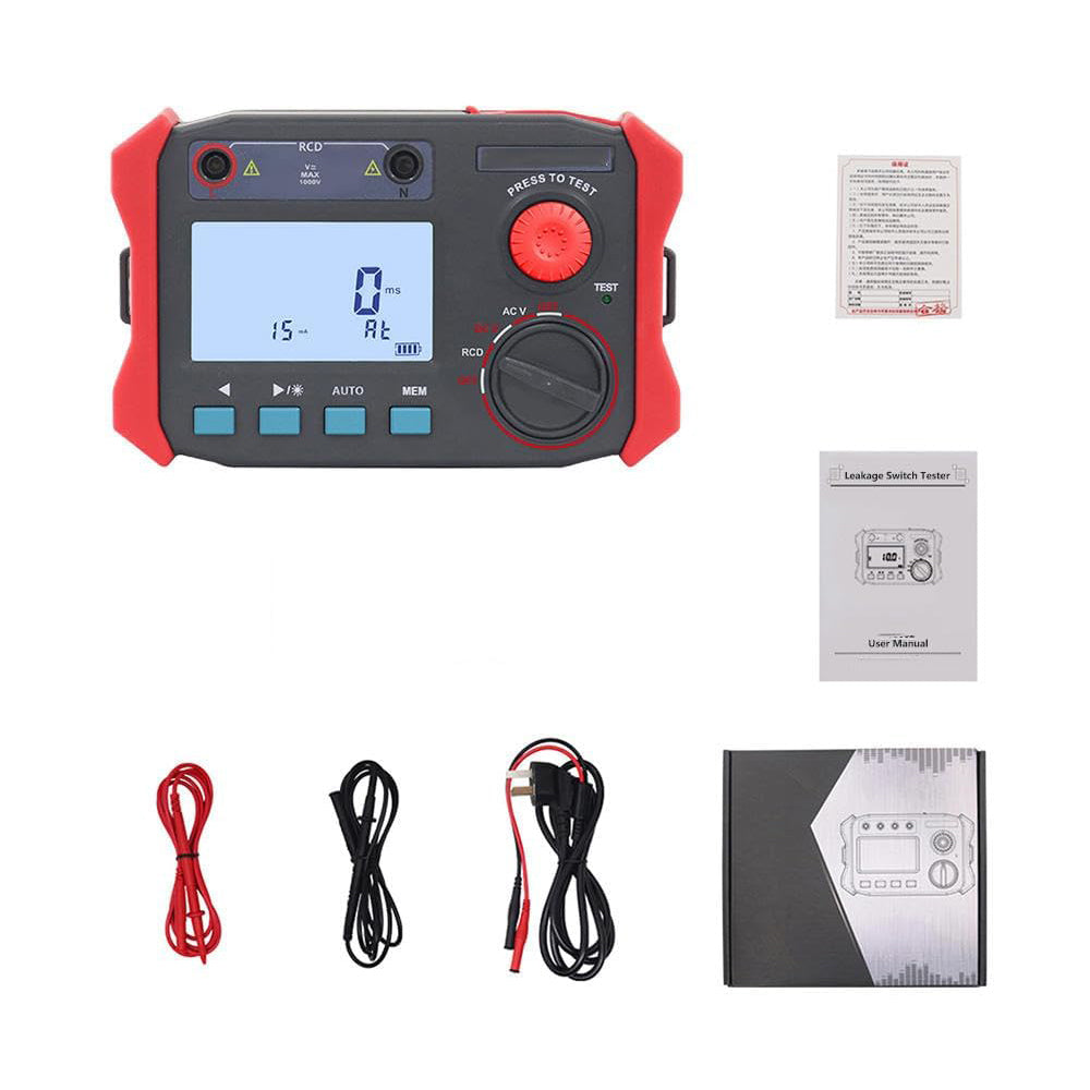 VTSYIQI Leakage Switch Tester Leakage Protector Tester Detector with LCD Backlight Display DC Voltage Range 0.0V to 1000V AC Voltage Range 0.0V to 750V Manual Automatic Dual Mode