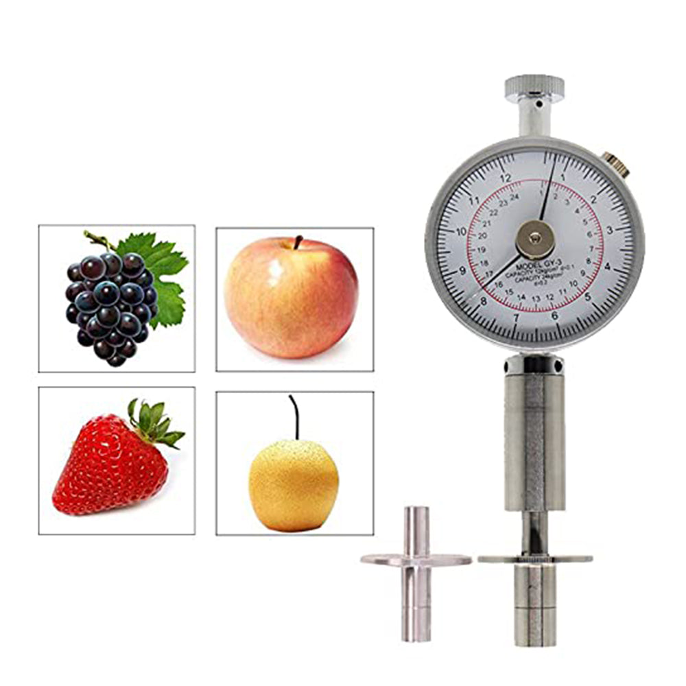 VTSYIQI Fruit Penetrometer Fruit Firmness Tester Sclerometer Multi-fruit Hardness Measurement with Two Measuring Head Dim SR 8mm and SR 11mm Range 0.5~12kg/cm^2 (x10^5pa) and 1~24kg/cm^2 (x10^5pa)