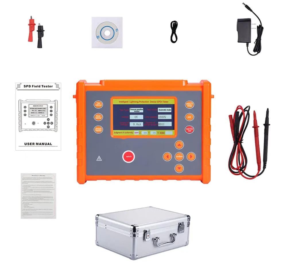 VTSYIQI Lightning Protection Component Tester Intelligent Lightning Protection  Element Meter with Insulation Resistance 0~1000MΩ Measuring Leakage Current 0.1uA～199.9uA Measurement voltage 0~2000V