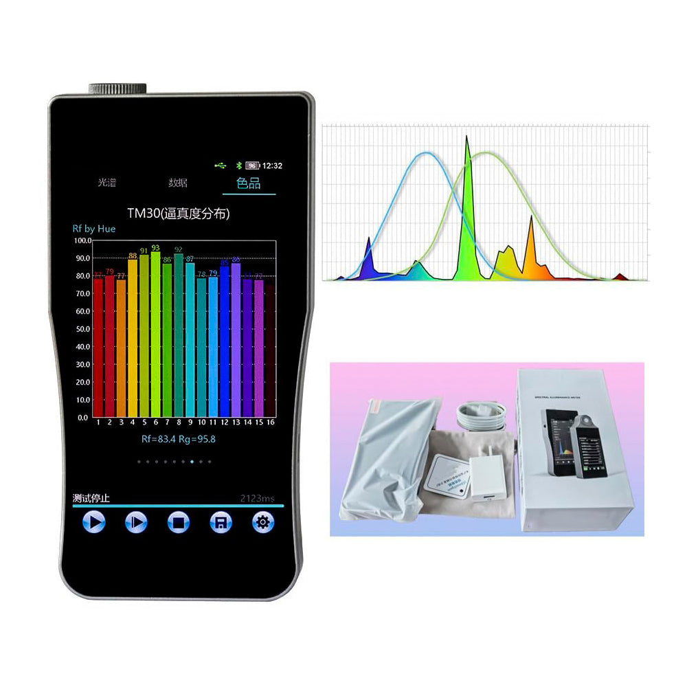 VTSYIQI Infrared Spectrometer Infrared Spectroradiometer with Wavelength Range 380nm～1050nm TM-30 Photosensitive Surface Ф10mm High-Precision CCD Sensor Built-in Large Storage Space for Sampling Measurements of Light Source Parameters