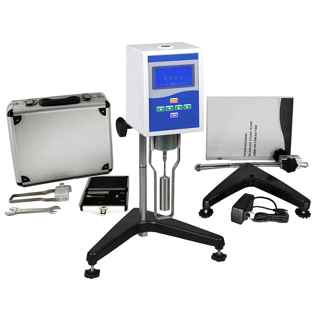 VTSYIQI Viscosity Meter Benchtop Digital Rotational Viscometer with 1~100000mPa.s Accuracy ±1% 4 Viscosity Rotors Highlight LED Display Advanced Mechanical Design