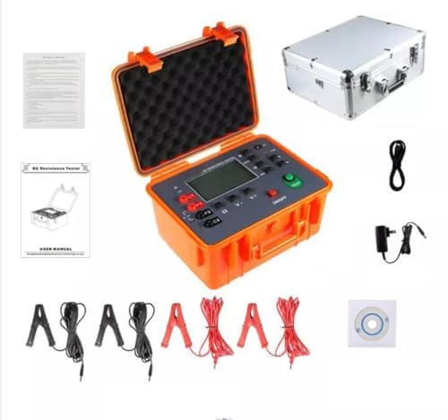 VTSYIQI Equipotential Tester DC Grounding Resistance Tester Digital Micro Ohm Meter with0.0001Ω to 30.00KΩ Current ≥1A DC 0.0V to 1000V AC 0.0V-750V Accuracy±1% rdg USB Software 500 Storage Four Wire Test for the Contact Resistance of Switches and Socket