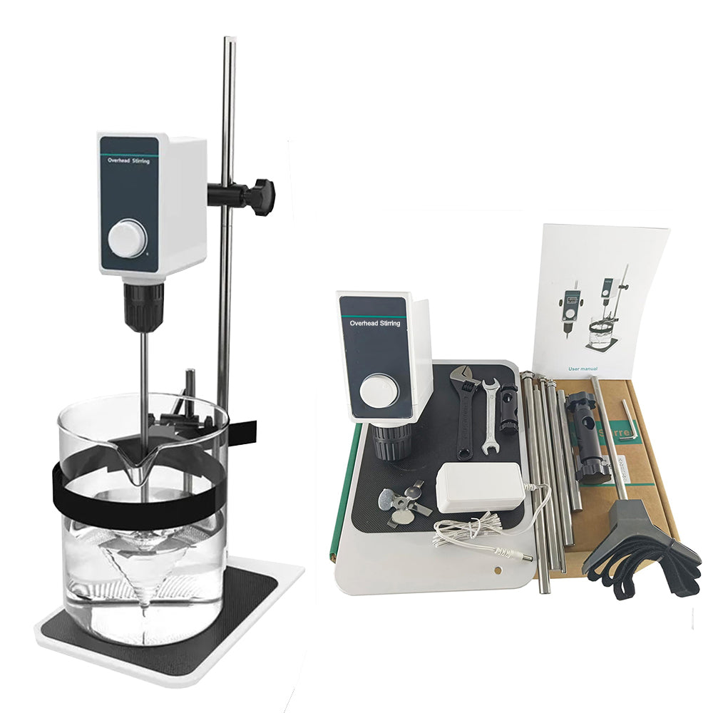 VTSYIQI Overhead Stirrers Electric Overhead Stirrer with Maximum Amount of Stirring 5L Maximum Viscosity 5000mPas Speed 200-1500rpm Max Torque 10N.cm Drill Clamp Diameter 1-10mm Brushed Motor for Stirring Liquids of Different Viscosities