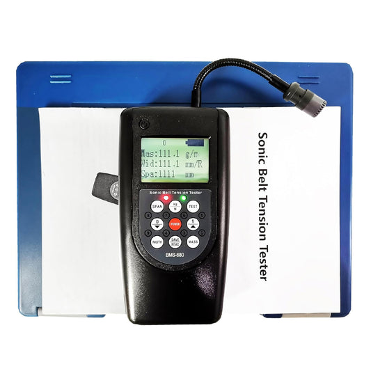 VTSYIQI Sonic Belt Tension Gauge Belt Tension Meter with Measuring Range 10Hz-680Hz Adjustable Probe LCD Display 20 Set Data Storage for Measure The Frequency Of The Vibration Of The Drive Belt During Impact Or Rapid Movement