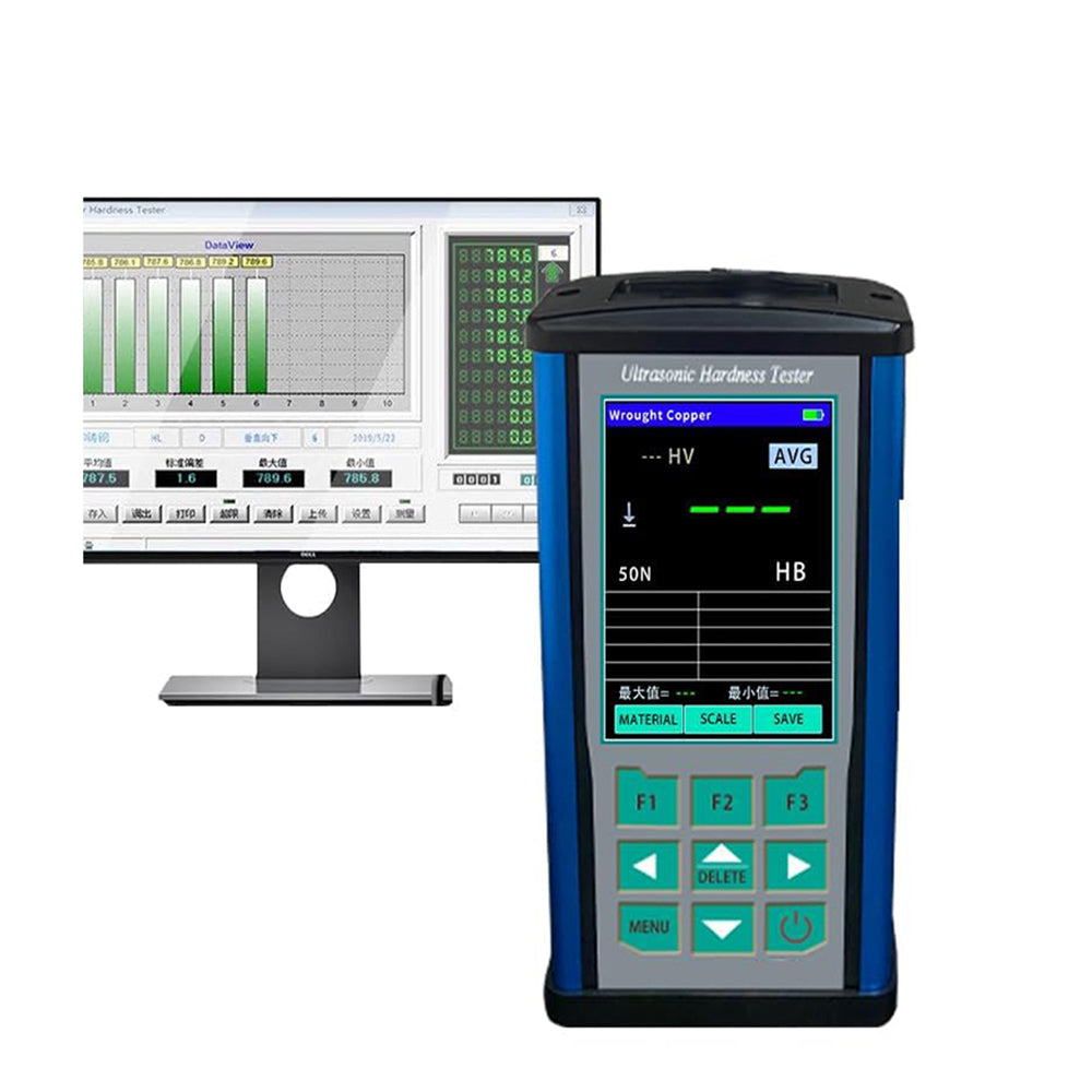 VTSYIQI Ultrasonic Hardness Tester Meter Durometer Sclerometer with Multi-Point Calibration Force 98N 10kgf Probe Maximum Roughness Test Surface Ra<15um for Forgings Welds and Heat Affected Zones