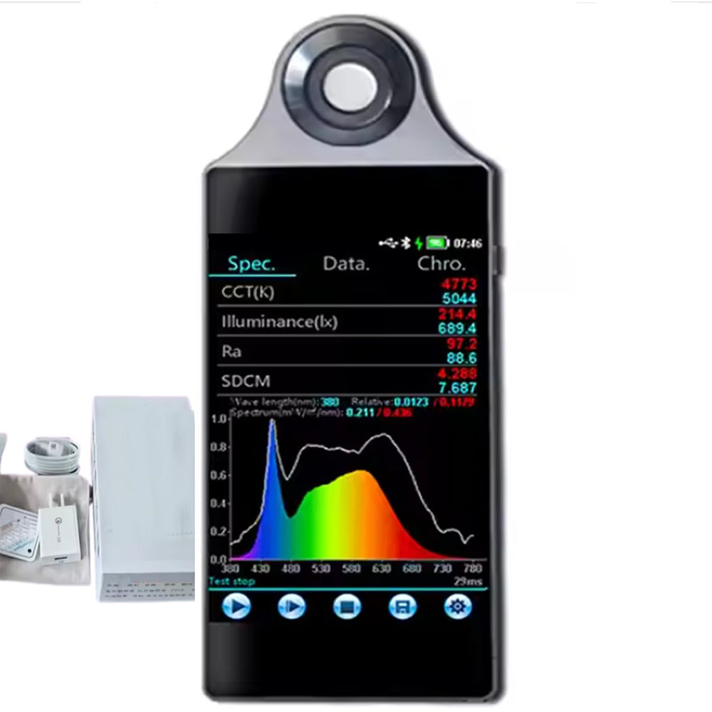 VTSYIQI Plant Spectral Illuminance Meter Spectral Irradiance Lux Tester with Test Function Eye Protection Lamp (Desk Lamp) 3A Multi-point Test Plant Growth Lamp and Other Illumination Test Multi-point Test Illumination Color Temperature Uniformity Test