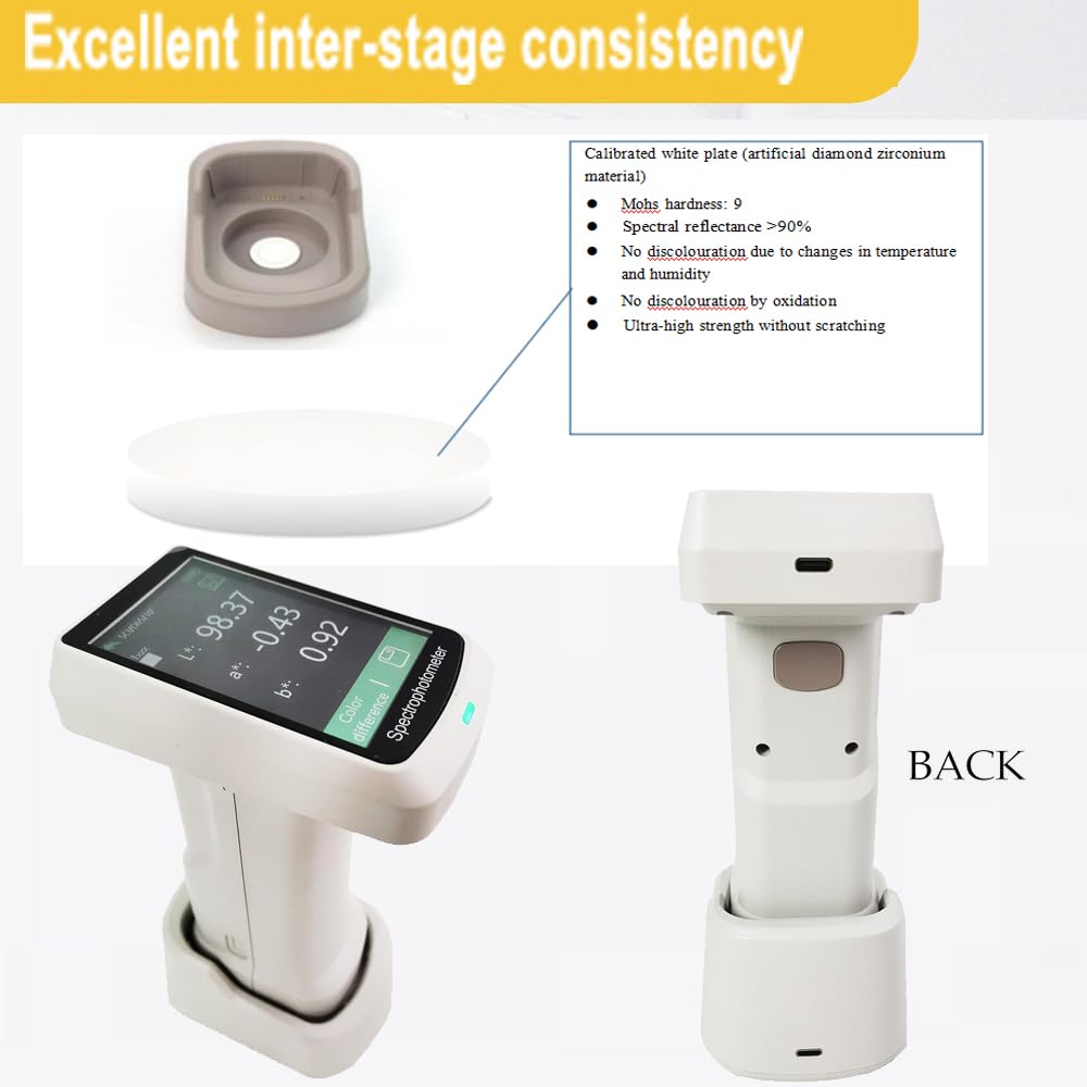 VTSYIQI Espectrofotómetro Portátil Espectrocolorímetro Con Apertura De Φ11 mm Precisión De Repetibilidad Ultraalta dE*ab ≤ 0,04 Almacenamiento De 10 000 Datos Calibración Automática Inteligente Para Impresión De Pintura