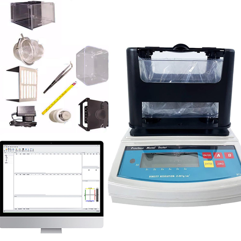 VTSYIQI Digital Solid Density Meter Digital Solid Electronic Densimeter with Maximum Weight 600g Minimum Weight 0.005g Density Resolution 0.001 g/cm3 Measuring Range 0.001-99.999g/cm3 ASTM ISO Standard