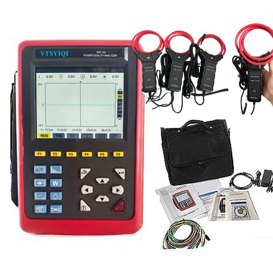 VTSYIQI Three Phase Power Quality Analyzer Power Quality Monitor with Current Sensors Size Φ300mm Range 10A～6000A  Transient Capture Function Starting Current Monitoring  4 Channel Voltage Measurement USB Interface Power and Energy Mode