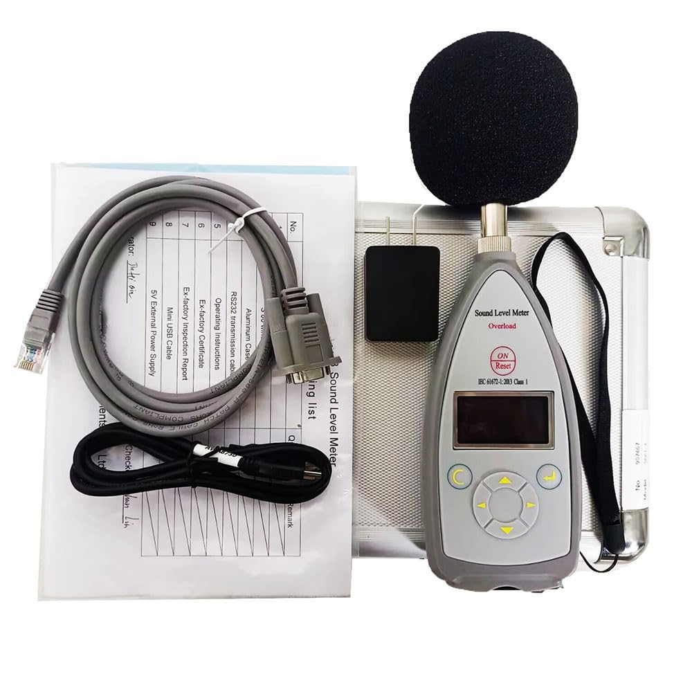 VTSYIQI Integrating-Averaging Sound Level Meter Class 1 Noise Level Meter with Range 10 Hz-20 kHz 25dB(A)-140dB(A) Wide Dynamic Range A/D Bits 48kHz for Sound Data Logger and Noise Analysis Software