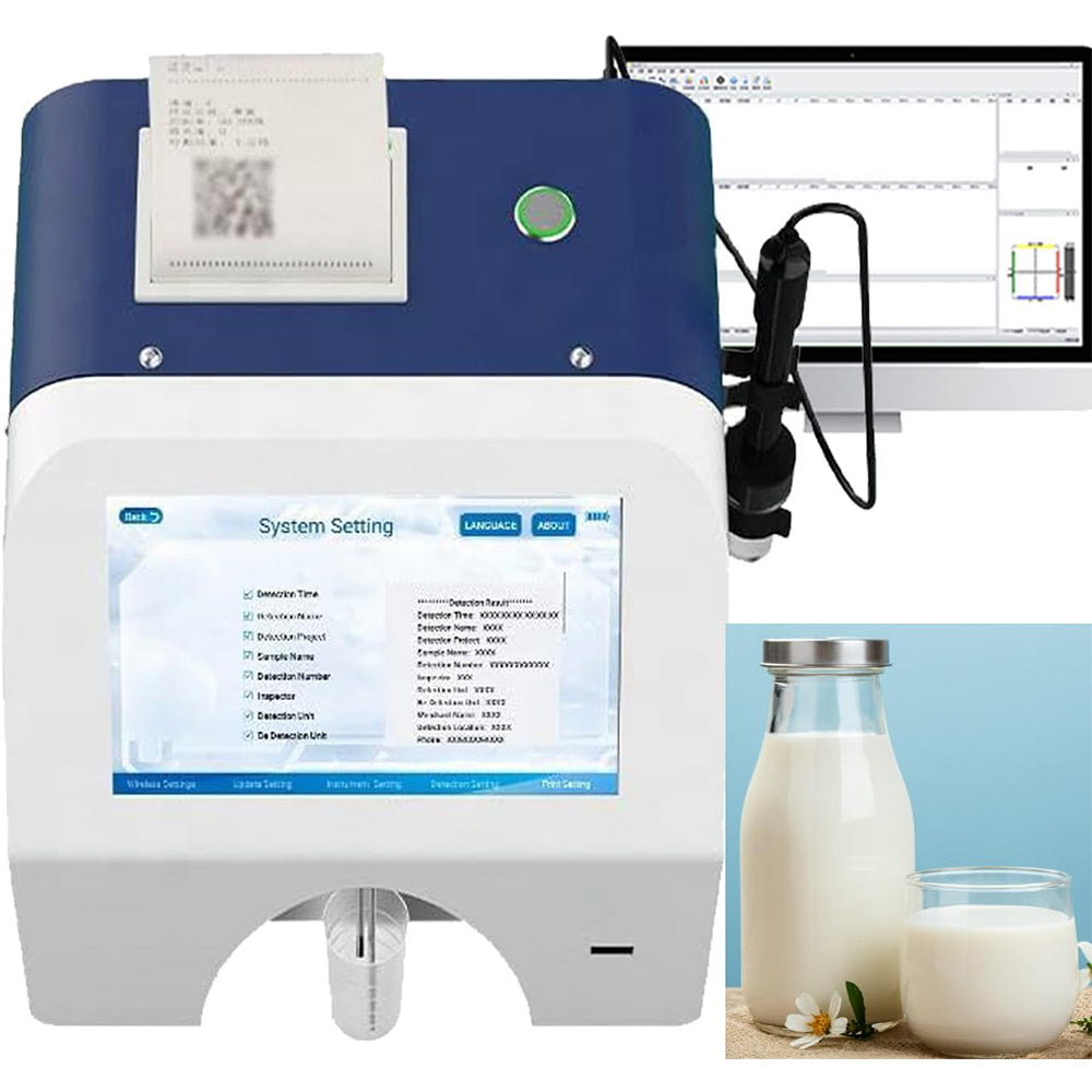 VTSYIQI Milk Analyzers Ultrasonic Dairy Analyzer Goat Milk UHT Milk Tester with USB Interface Thermal Printer PH Value Detection Range 0~14 for Fat Solids Density Added Water Lactose and Protein pH Value Conductivity Monitor