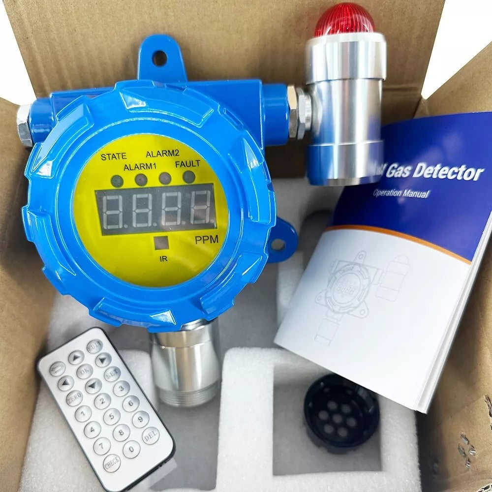 VTSYIQI NOX Gas Detector Fixed Nitrogen Oxide Gas Leak Alarm Monitor Meter Tester with Aluminum Shell Material Measuring Range from 0 to 20ppm Free Contact Output Resolution 0.1ppm for Gas Test of Refinery Chemical Plant Boiler Room