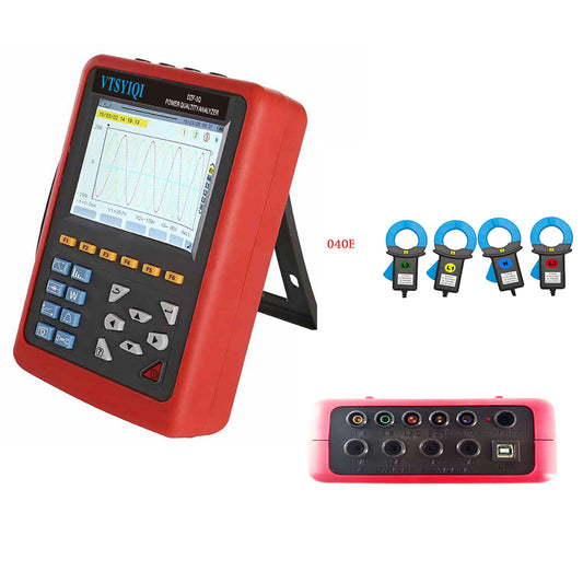 VTSYIQI Power Quality Analyzers 3-Phase Power Quality Monitor with 4PCS Round Jaw Current Clamp 0.10A~100A CT Size 35mm×40mm USB Communication Interface Range 0.10A~100A 4-Way Voltage 4-Way Current Real-time Waveform Display