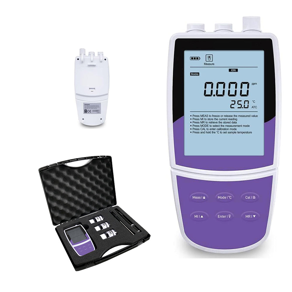 VTSYIQI Iodide Ion Meter I Ion Measurement Meter with Standard Calibration Fluids Ion Concentration Range from 0.06 to 127000 ppm Resolution 0.001 0.01 0.1 1 Automatic Temperature Accuracy ±0.5°C / ±0.9°F USB Communication Interface