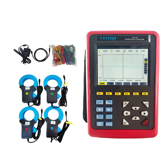 VTSYIQI 3-Phase Power Quality Analyzer Power Quality Monitoring Equipment with Test Range 1.0A～1000A 4 Current Clamp Sensor Capture and Monitoring Capabilities