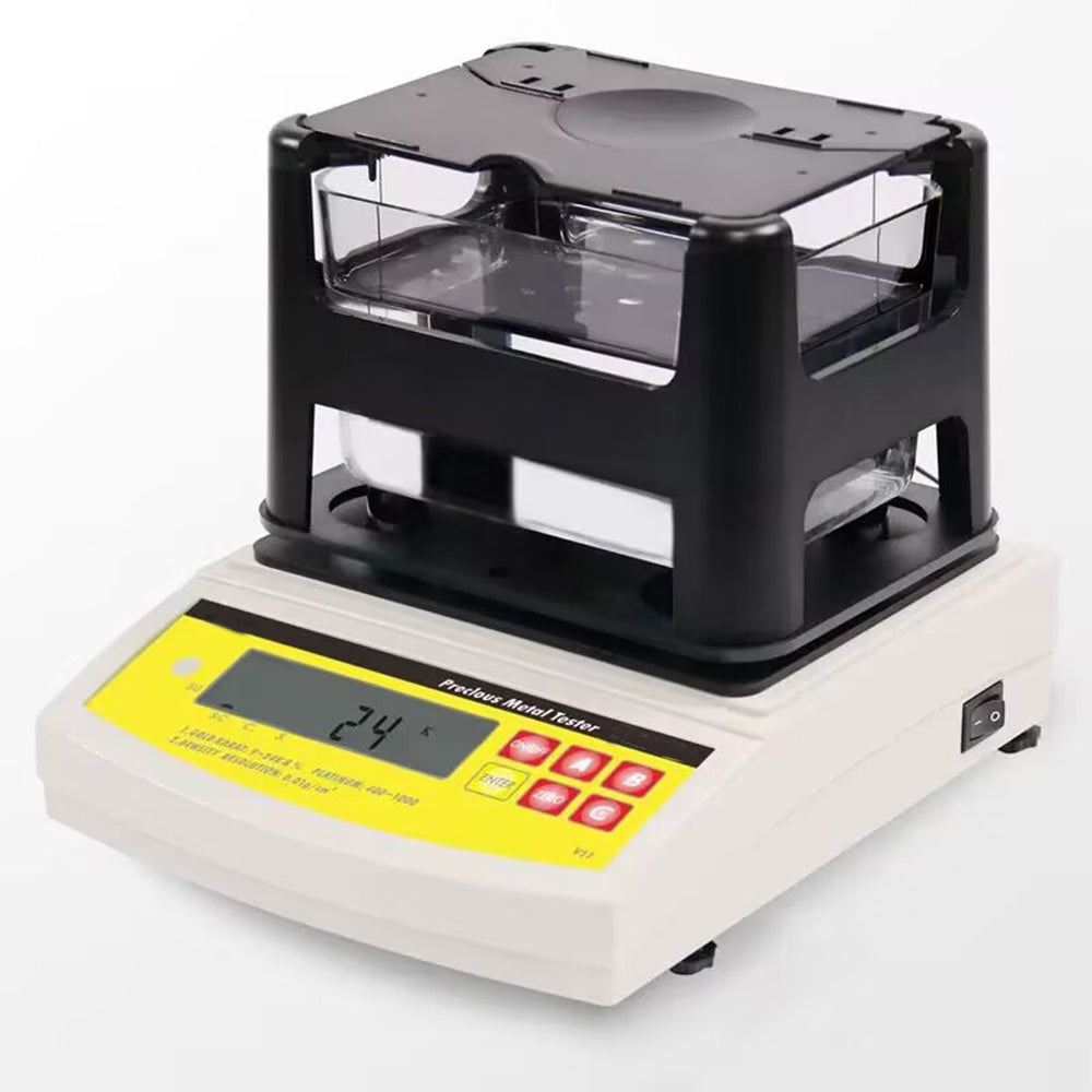 VTSYIQI Gold Density Meter Gold Purity Tester Machine with Maximum Weight 600g Minimum Weight 4g Density Resolution 0.001g/cm3 Weight Resolution 0.005g Standard RS-232 Interface for Measuring the Purity of Precious Metals