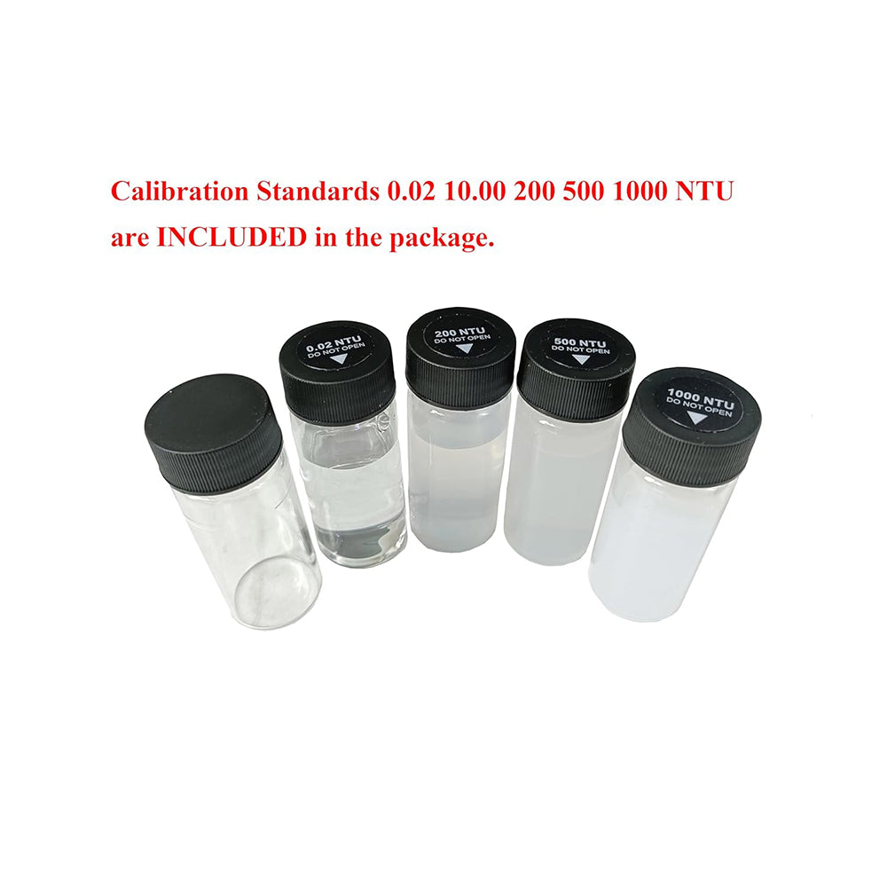 VTSYIQI Portable Turbidity Meter Kit Lab Turbidity Meter Nephelometer with 0~1100 NTU/FNU 0~275 EBC 0~9999 ASBC for Sewage Treatment 4 PCS Calibration Solution 100 Sets Data Storage