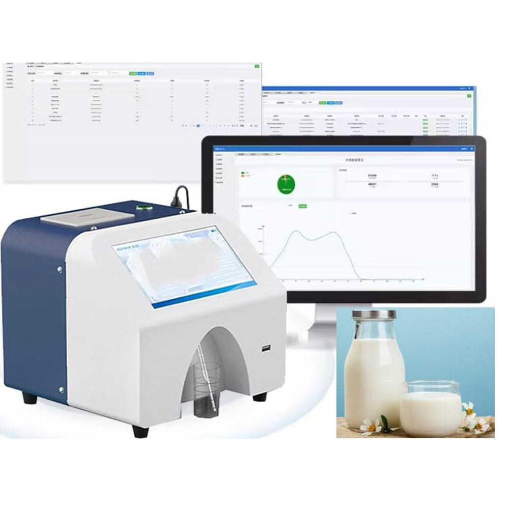 VTSYIQI Milk Analyzer Dual Pump Dairy Analyzer with Automatic Cleaning Method  Thermal Printer Touch Screen for Measuring Fat Protein Lactose Non-Fat Solid Density Water Content Ice Point Ash Milk Temperature pH Value Conductivity