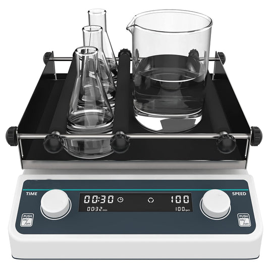 VTSYIQI Lab Orbital Shaker Digital Orbital Mixer with Max Load 2kg Working Plate Size 250 * 250mm Speed Range 40 to 200rpm Timing Range 1min - 23h59min Brushless Motor Shell Protection Level IP21 LED Display Screen for Laboratory Containers