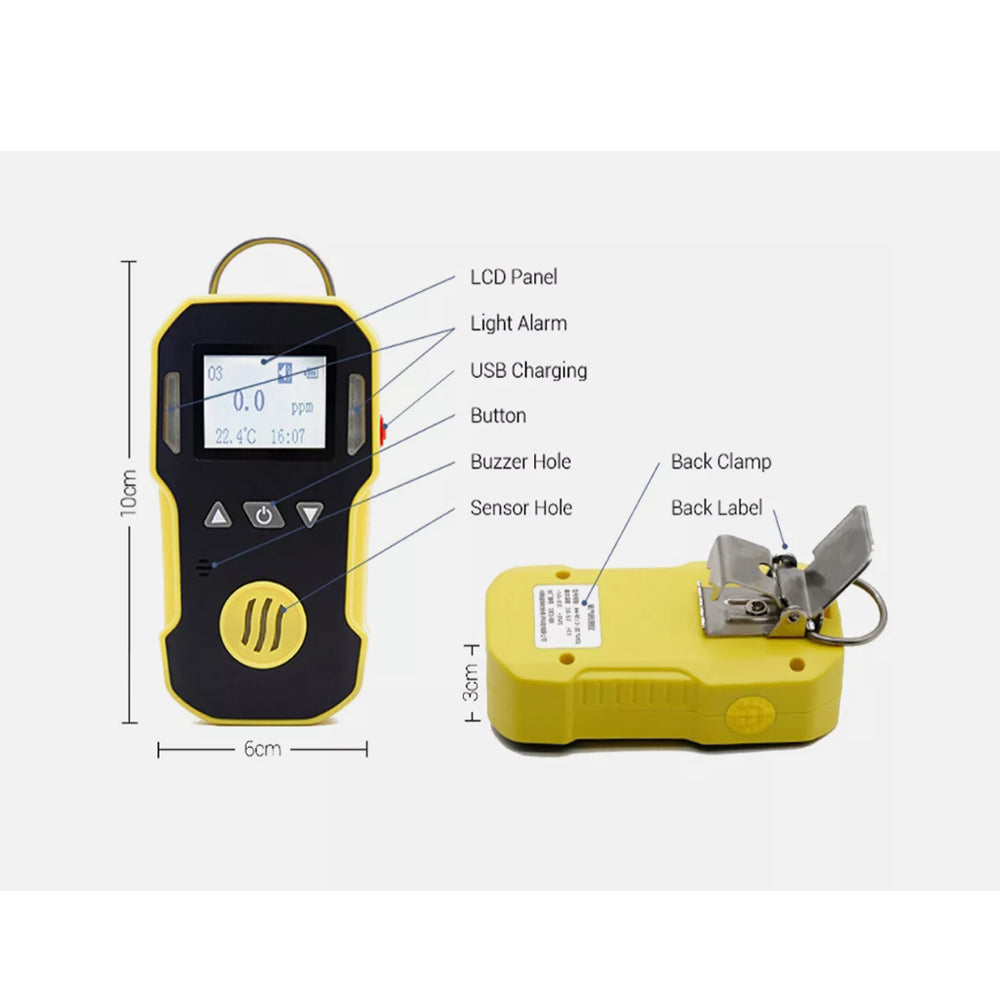 VTSYIQI Hydrogen Chloride Gas Detector Digital HCL Gas Leak Alarm Monitor with Resolution 0.1ppm Measuring Range 0 to 50ppm Password Management L-alarm 5ppm H-alarm 10ppm for Continuous Detection of Flammable and Toxic Gases