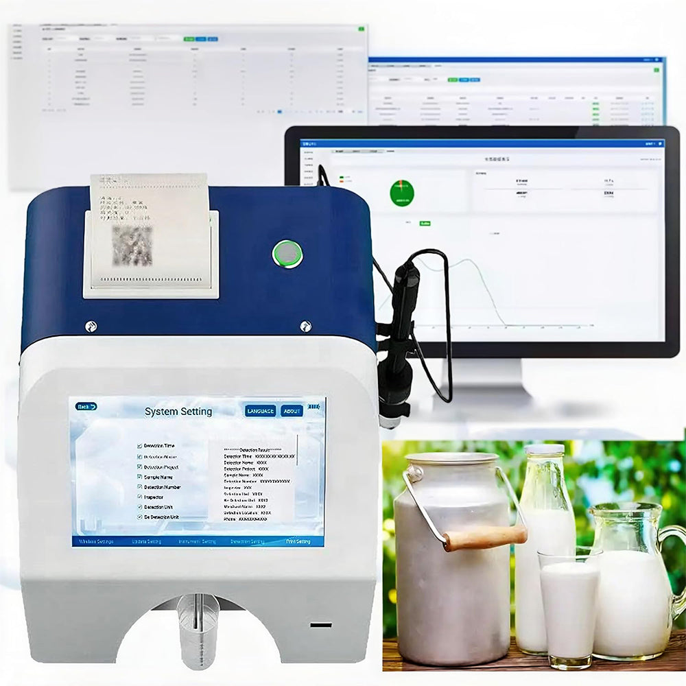 VTSYIQI Milk Analyzer Dairy Composition Analyzer Fat Protein Lactose Testing Equipment with Dual Pump Thermal Printer Touch Screen 11 Parameters Tested for Goat UHT Cow Camel Milk