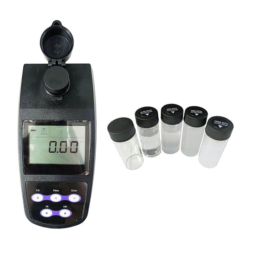 VTSYIQI Lab Turbidity Meters Turbidimeter Turbidity Meter Tester Kit with 4 PCS Calibration Solution Vials Range 0~1100 NTU/FNU 0~275 EBC 0~9999 ASBC ASTM ISO 7027 Standard