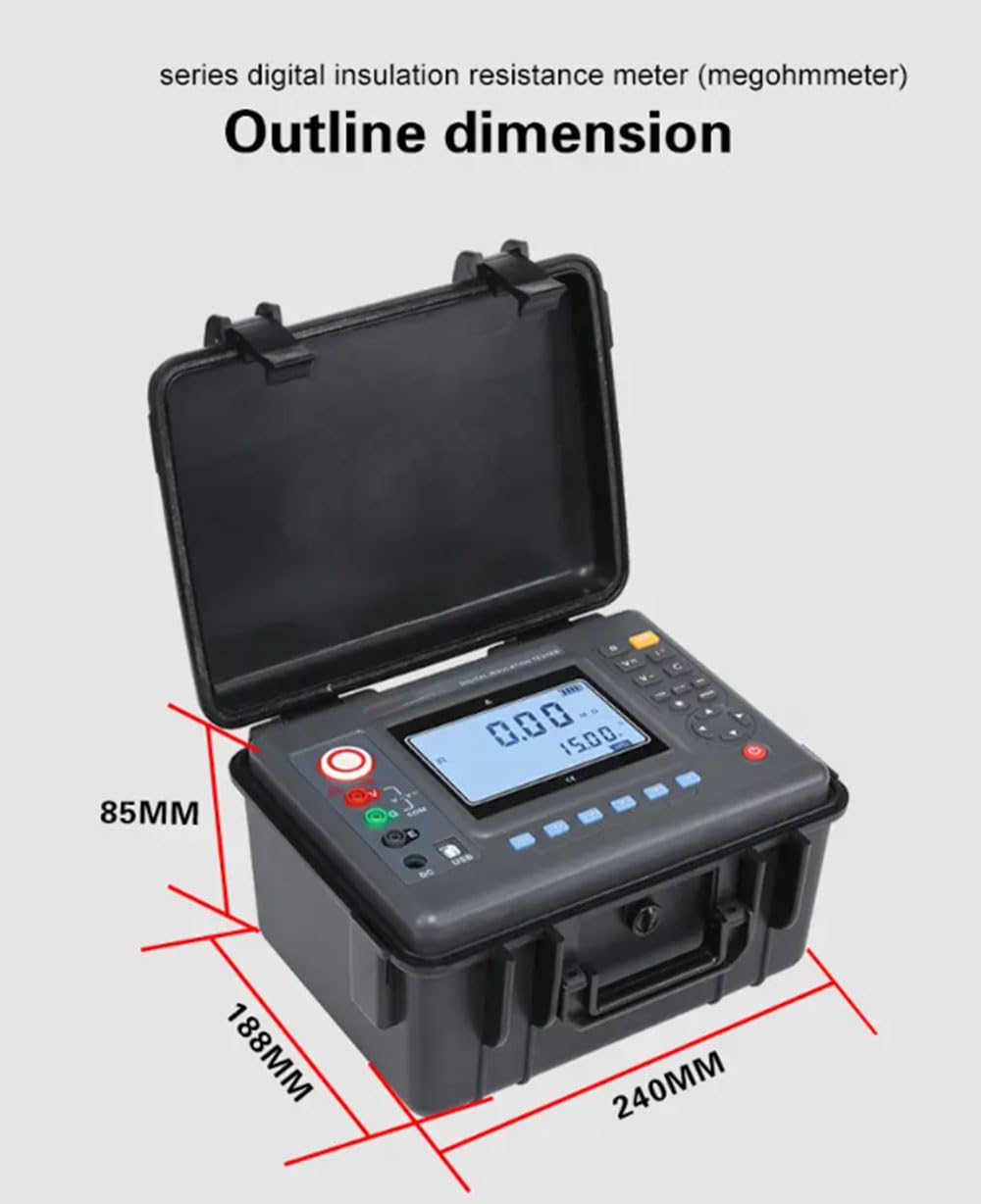 VTSYIQI 5KV Insulation Resistance Tester High Voltage Insulation Tester with Range 5KV 10TΩ Resolution 0.01MΩ for Resistance Tester of Measuring Motor