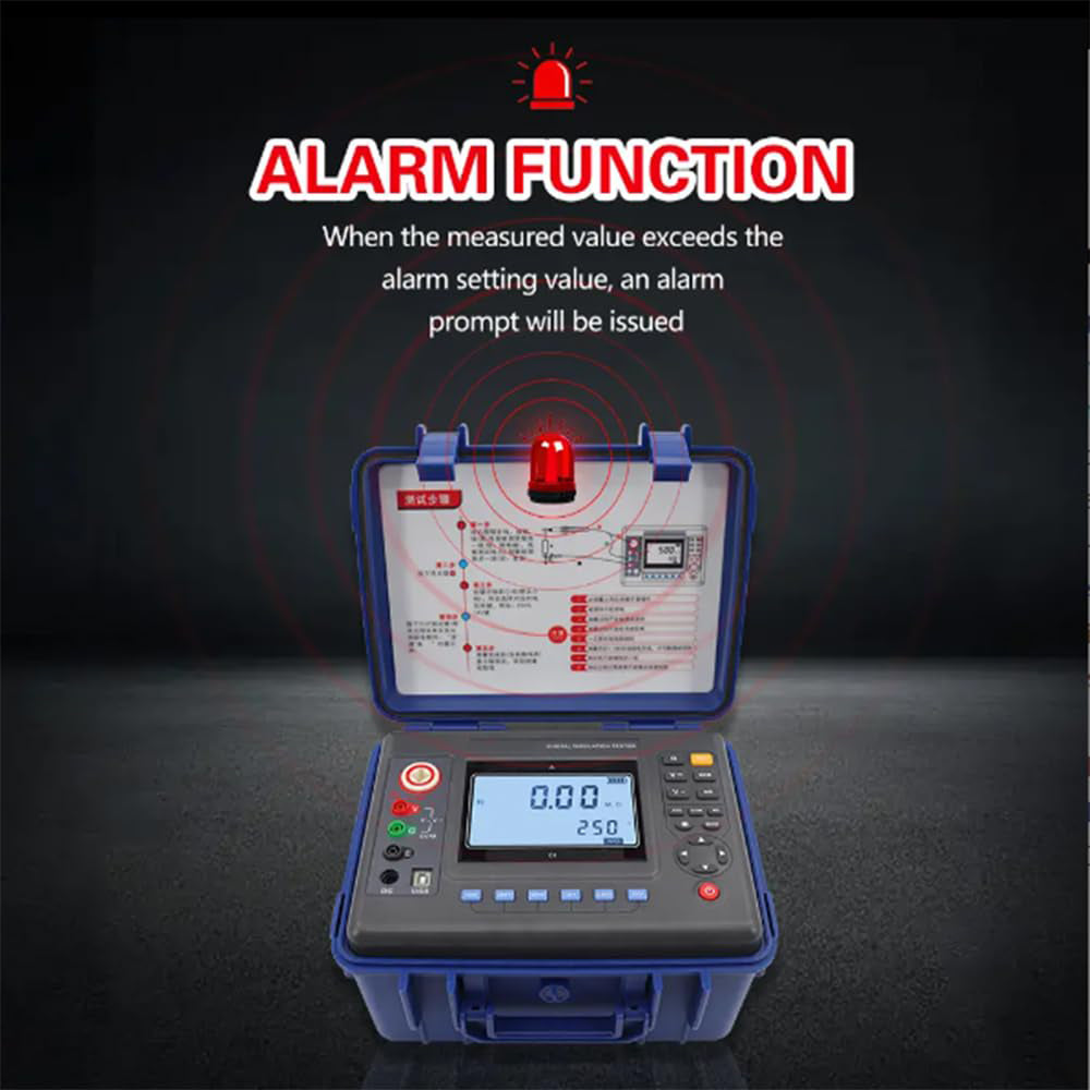 VTSYIQI 5kv Insulation Resistance Meter High Voltage Insulation Resistance Testers with Resistance 0.01MΩ-2TΩ DC Voltage 0-1000V AC Voltage 0-750V for Motors Cables Insulating Test Lithium Battery