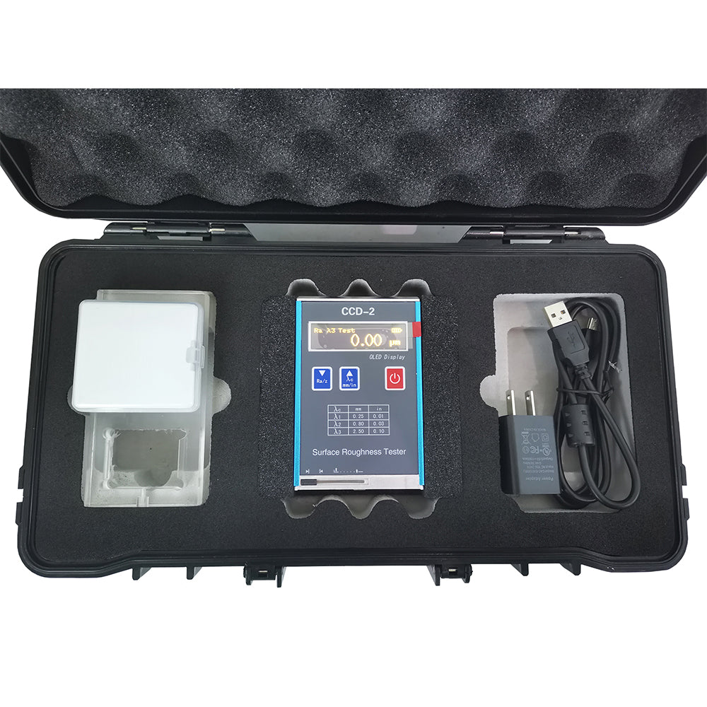 VTSYIQI Surface Roughness Gauge Digital Surface Roughness Tester with Measuring Range (um) Ra  Rq 0.05-15.0μm Rz Rt 0.1-50.0μm 4 Testing Parameters Ra Rz Rq Rt Data Storage Function for Surface Detection On Metal Non-Metal