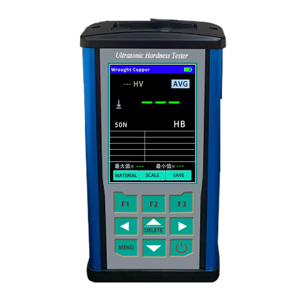 VTSYIQI 50N Ultrasonic Hardness Testers Digital Ultrasonic Hardness Meter Durometer with ASTM-A1038 Standard Force 50N 5kgf Probe Maximum Roughness Ra<10um for Hardened Quenching Layer