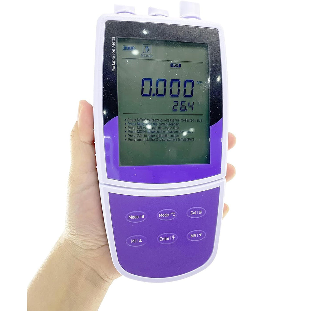 VTSYIQI Silver Ion Meter Ag Ion Concentration Ion Counter Meter for Testing Silver Ion with Range 0.01 to 107900 ppm Accuracy ±1% F.S. Standard Calibration Solutions Measurement Units ppm mg/L mol/L mmol/L Calibration 2 to 5 Points