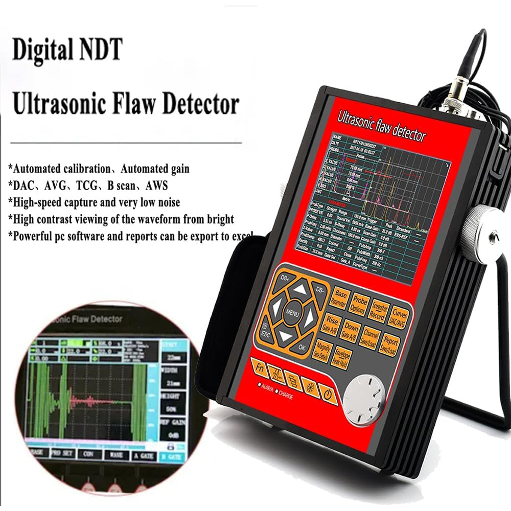 VTSYIQI Ultrasonic Flaw Meter Tester Ultrasonic Flaw Detector Machine with LCD Display Range Up to 15000mm in Steel Pulse Echo Dual Element and Thru-Transmission Test Modes Data Storage