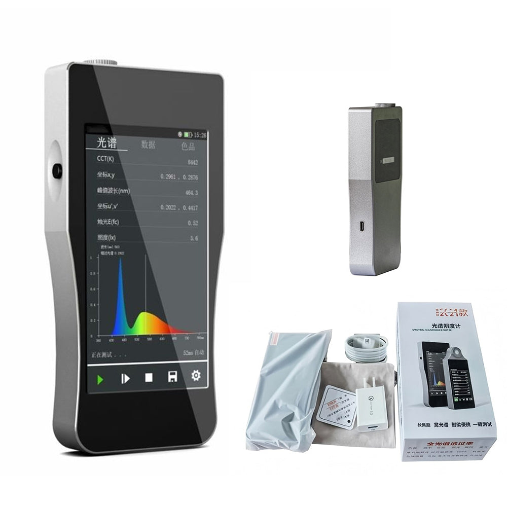 VTSYIQI Portable Blue Light Spectrometer Blue Light Spectroscopic Spectrometer with Wavelength Range 350~800nm 5-Inch High-Definition Touch Screen Spectral Bandwidth Approximately 2 nm Auto Integration Mode One Time/Continuous Testing