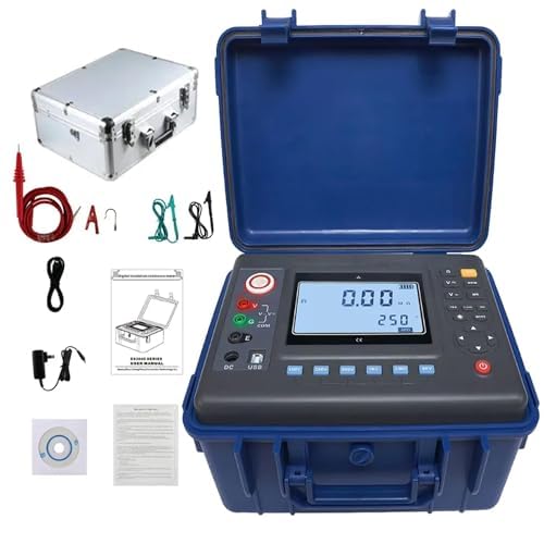 VTSYIQI High Voltage Insulation Tester 10Kv Insulation Resistance Tester Instrument with  Rated Voltage 250V 500V 1000V 2500V 5000V 10KV Resolution 0.01MΩ for Measuring Motor and Cable of Measurement