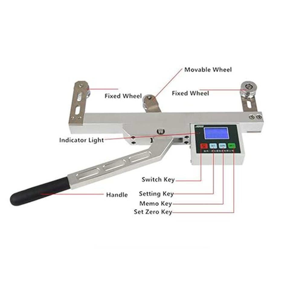 VTSYIQI Wire Rope Tension Meter Wire Tensiometer Gauge with Three Force Values N Kgf and Lbf High Accuracy Measuring Range 5000N for Measurement of Wire Cable Fibre and Rope Tension Used in Power Industry Communication Industry and Other Areas