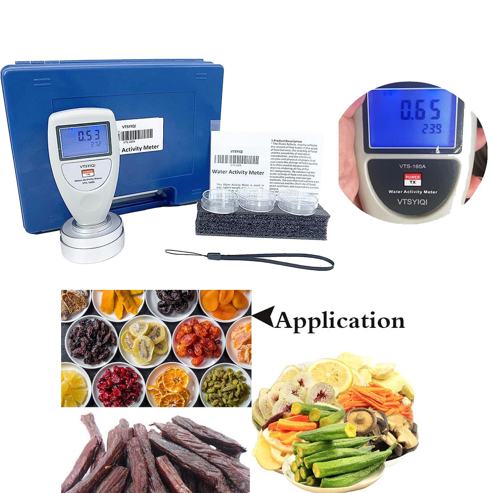 VTSYIQI Portable Water Activity Meter Food Water Activity Meter Food AW Tester with Accuracy 0.02AW 6 Bit Backlight LCD Digital Display Range 0 to 1.0AW Resolution ±0.01AW for Food Jerky Dried Fruit Grain Vegetable Etc