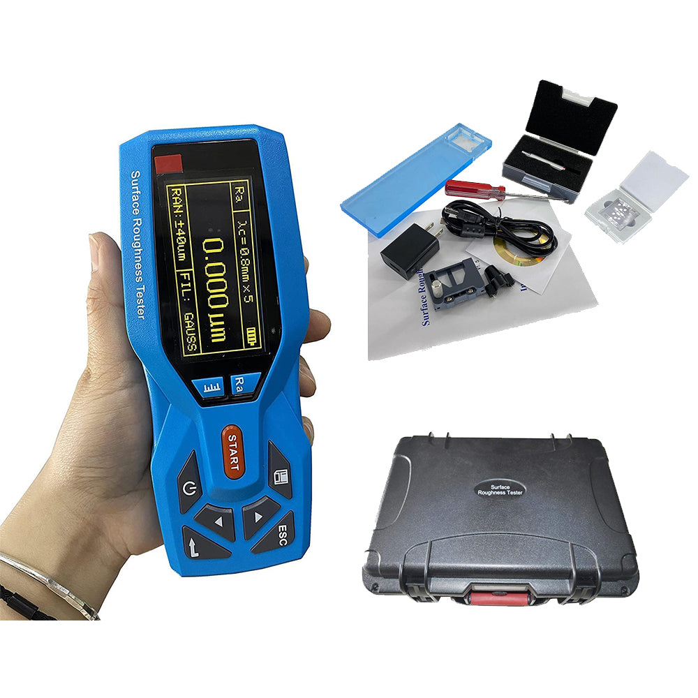 VTSYIQI Portable Surface Roughness Tester Gauge Machine Profilometer Surface Profile Gauge with Range Ra 0.005 to 16.000um Rz 0.02 to 160.00um for Plastic Piece Polished Parts Testing