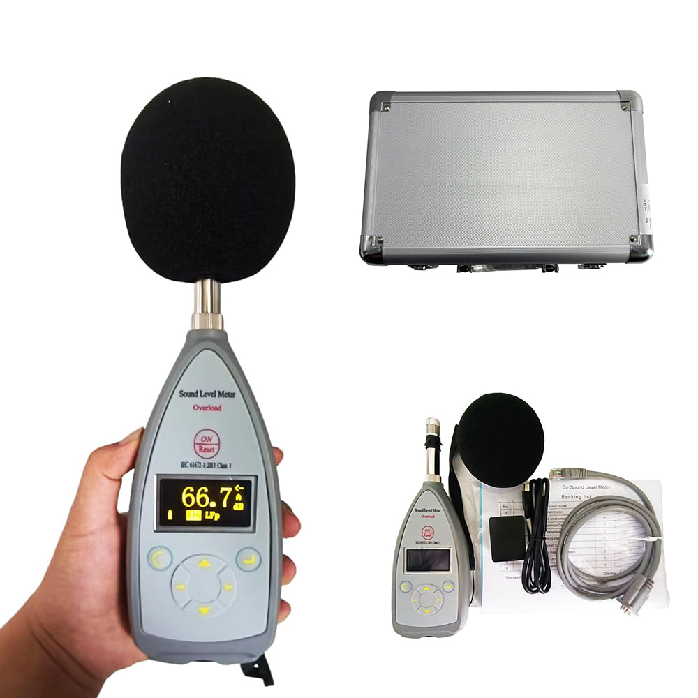 VTSYIQI Class 1 Noise Meter Integrating Decibel Meter Professional Class 1 Sound Level Meter with Integrating Function 10 Hz-20 kHz 25dB(A)-140dB(A) 8000 Groups Data Storage AC DC USB RS232 Output