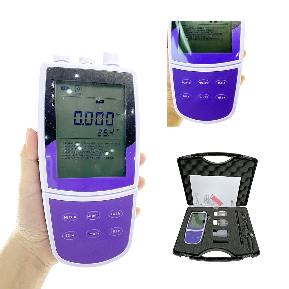 VTSYIQI Portable Lead Ion Meter Lab Lead Ion Tester with Accuracy ±1% F.S. Ion Concentration Range from 0.2 to 20800 ppm Standard Calibration Fluids Temperature Compensation Function Selectable Ion Measurement Units for Analyzing Lead Ion