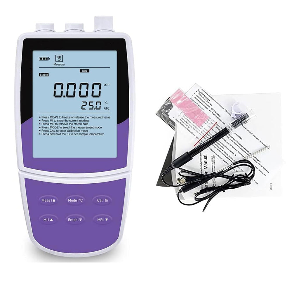 VTSYIQI Potassium Ion Meter Portable Potassium Ion Meter with Ion Concentration Range from 0.04 to 39000 ppm Resolution 0.001 0.01 0.1 1 Automatic Accuracy ±1% F.S. Standard Calibration Liquids Multiple Measurement Units