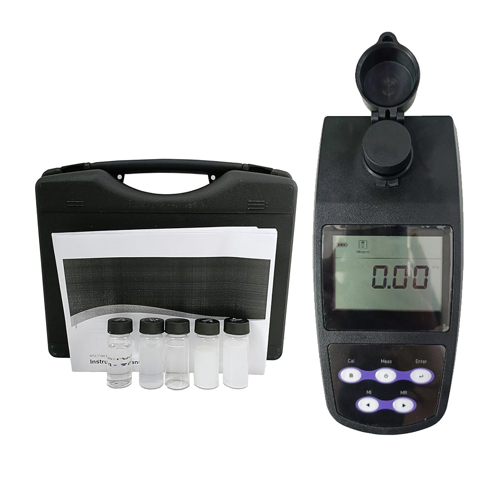 VTSYIQI Water Turbidity Meter Nephelometer Water Quality Tester with 2 to 5 Points Calibration Range 0 to 1100 NTU/FNU 0 to 275 EBC 0 to 9999 ASBC ASTM ISO 7027 Standard Nephelometric Principle