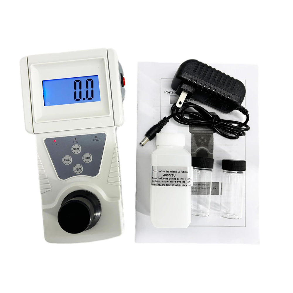 VTSYIQI Turbidity Meter Tester Portable Turbidimeters with Range 0 to 200 NTU Indication 0.1 NTU Selectable Turbidity Units NTU EBC ASBC for Lab Water Treatment Test