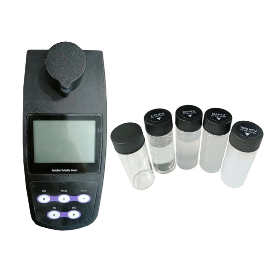 VTSYIQI Turbidity Measurement Turbidimeter Turbidity Meter Tester Kit with Large Range 0 to 1100 NTU/FNU 0 to 275 EBC 0 to 9999 ASBC Accuracy ±2% ±3% 4 PCS Calibration Solution