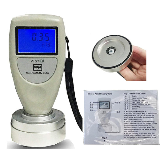 VTSYIQI Water Activity Testing Measurement Instrument Portable Water Activity Meter with Range 0 to 1.0AW LCD Digital Display Resolution ±0.01AW Accuracy 0.02AW Temp 0~50°C Humidity <95%