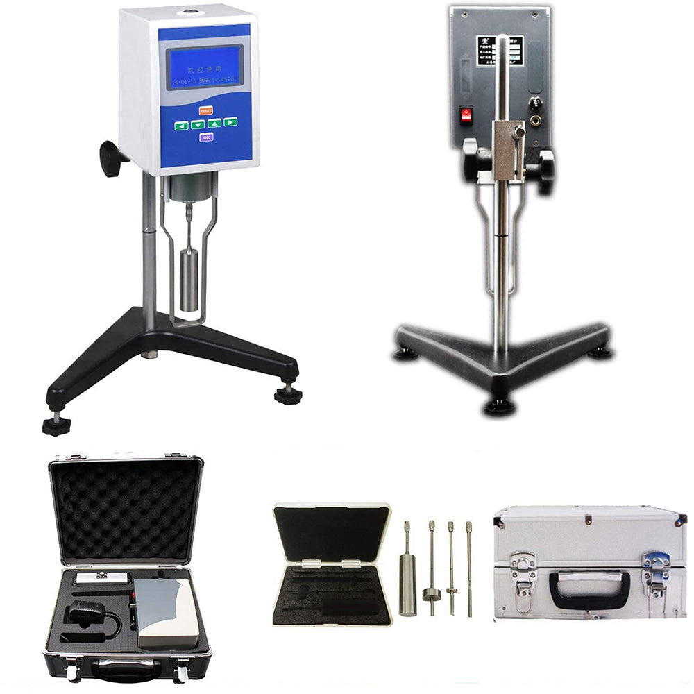 VTSYIQI Viscometer Rotational Viscometer Digital Rotary Viscometer Fluidimeter with Range 1~100000mPa.s with 4 Rotor Viscosity Measurement RS232 Interface Temperature Display Sensor